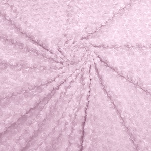 Pink 58&quot; Wide Minky Swirl Rose Blossom Ball Rosebud Plush Fur Fabric Polyester-Sold by Yard.