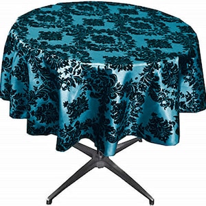 Teal Taffeta Flocking Damask Table Rounds for Wedding, Bridal Shower/Baby Shower, Dinner, Special Events/Home Decor.