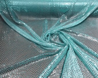 44/45" Wide Faux Sequin Light weight Knit Fabric Shiny Dot Confetti for Sewing Costumes Apparel Crafts Sold by The Yard. Aqua