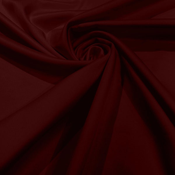 Burgundy  Matte Stretch Lamour Satin Fabric 58" Wide/Sold By The Yard. New Colors