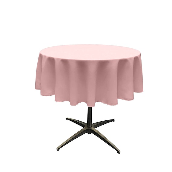 Blush Pink Solid Round Polyester Poplin Tablecloth Seamless.