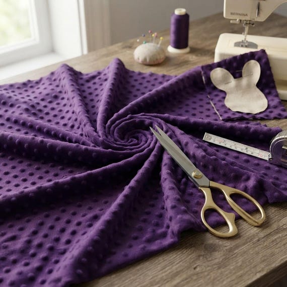 Dark Purple Minky Dot Fabric, 100% Polyester 58" Wide| Stuff | Blankets Sold by the Yard