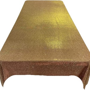 Rectangular Full Covered Glitter Shimmer on Fabric Tablecloth - Wedding Party Decoration Bronze