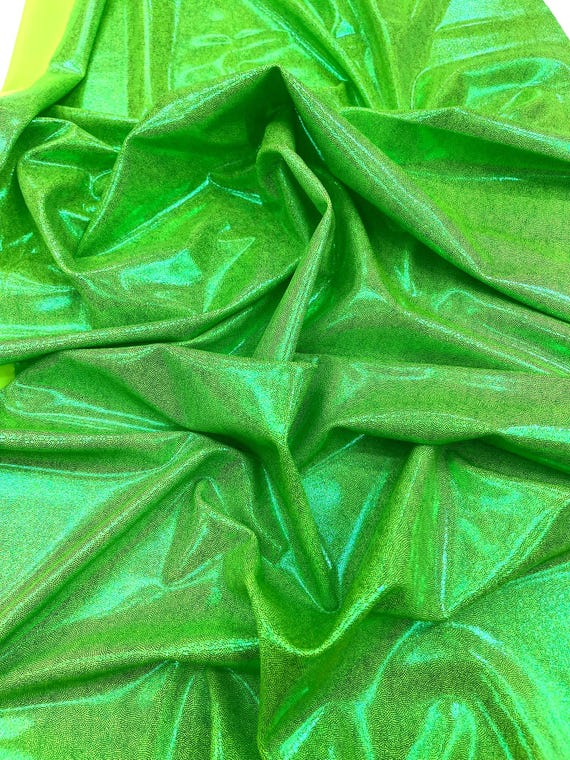 Lime Green Foggy Foil All Over Foil Metallic Nylon Spandex 4 Way Stretch/58" Wide
