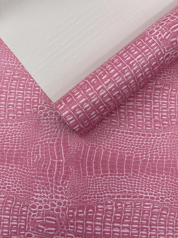 Bubble Gum Crocodile Marine Vinyl 2 tone Upholstery, Crocodile Skin Texture Faux Leather PVC Vinyl, 54" Wide.