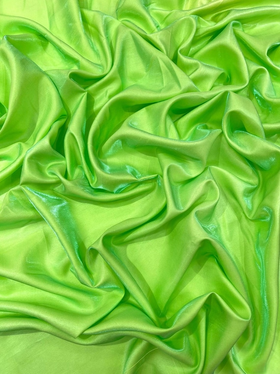 Green Yellow Iridescent Liquid Dupioni Fabric 58" Wide| Costume, Dressmaking, Flowing Lightweight Material