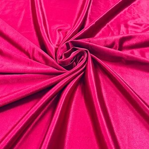 Deluxe Shiny Polyester Spandex Fabric Stretch 58&quot; Wide Sold by The Yard. Fuchsia