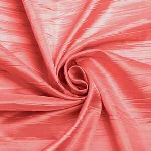 Coral  Crushed Taffeta Fabric - 54" Width - Creased Clothing Decorations Crafts - Sold By The Yard