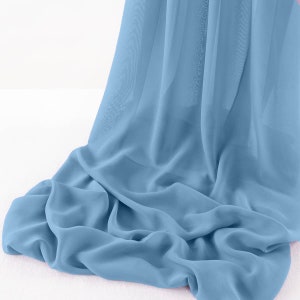 Sky Blue Chelsea Wool Dobby Chiffon Fabric/58&quot; Wide Sheer Fabric/Solid Color Draping Fabric for Wedding Party Easter Backdrop.