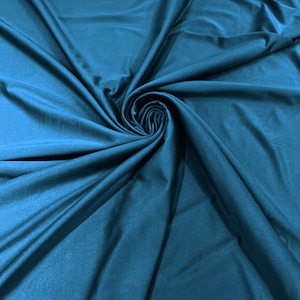 Teal Blue Shiny Milliskin Nylon Spandex Fabric 4 Way Stretch 58&quot; Wide Sold by The Yard