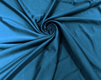 Blauwgroen glanzend milliskin nylon spandex stof 4-way stretch 58" breed Verkocht op maat gesneden