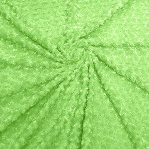 Lime 58&quot; Wide Minky Swirl Rose Blossom Ball Rosebud Plush Fur Fabric Polyester-Sold by Yard.