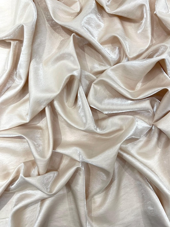 Champagne Iridescent Liquid Dupioni Fabric 58" Wide| Costume, Dressmaking, Flowing Lightweight Material