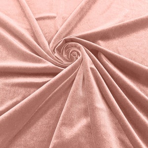 Pink 60&quot; Wide 90% Polyester 10 percent Spandex Stretch Velvet Fabric for Sewing Apparel Costumes Craft, Sold By The Yard.