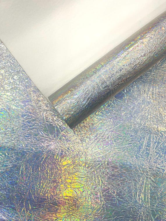 Holo Silver Crush Chrome Mirror Shiny Vinyl 54" Wide, Upholstery Crafting Accessories Applications.