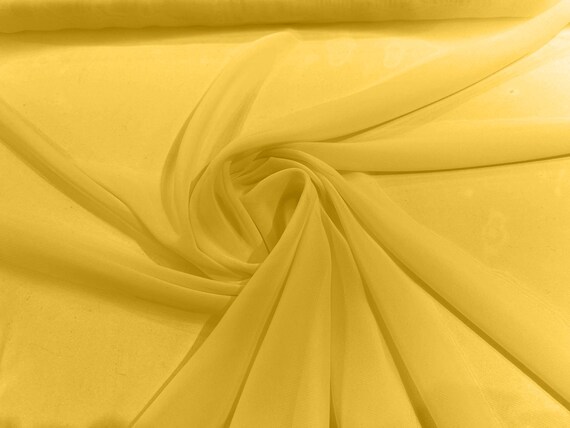 Yellow 100% Polyester 58/60" Wide Soft Light Weight, Sheer, See Through Chiffon Fabric Sold By The Yard.