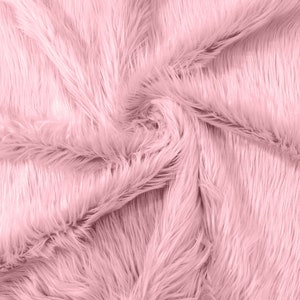 Pink Long Pile Soft Faux Fur Fabric for Fur suit, Cosplay Costume, Photo Prop, Trim, Throw Pillow, Crafts.