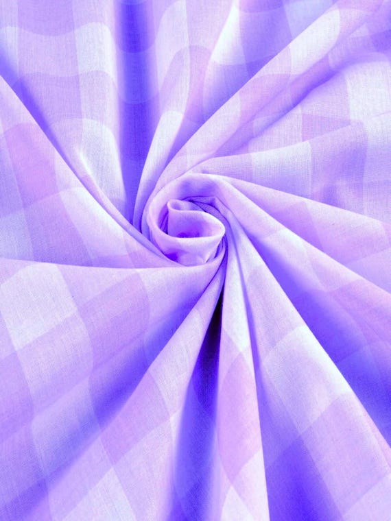 Lavender Gingham 1 Inch Checkered Poly Cotton 58" Wide Fabric- Sold by the yard