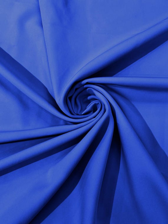Light Royal Blue Dull 4 Way Stretch Crepe Fabric/Medium Crepe-Bridal Fabric/Apparel Fabric/Polyester Crepe-Spandex