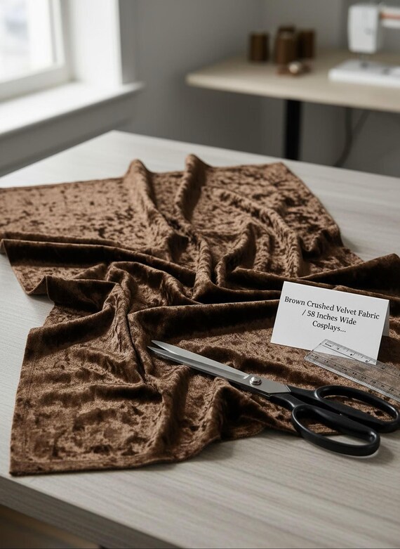 Brown Crushed Velvet Fabric, 58 Inches Wide for Costumes and Apparel