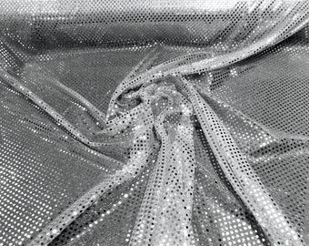 44/45" Wide Faux Sequin Light weight Knit Fabric Shiny Dot Confetti for Sewing Costumes Apparel Crafts Sold by The Yard. Silver