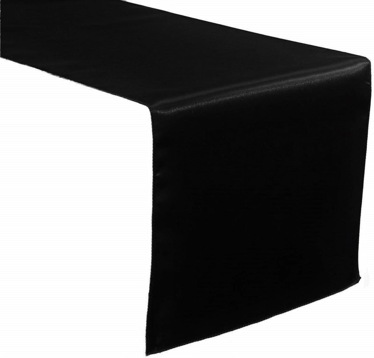Black Bridal Satin Table Runner Wedding Banquet Decoration  Choose Size Below 