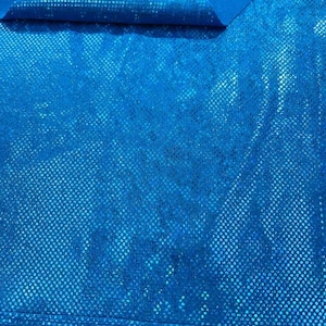 Shattered Glass Foil Iridescent Hologram Dancewear 4 Way Stretch Spandex Nylon Tricot Fabric by the yard. Turquoise
