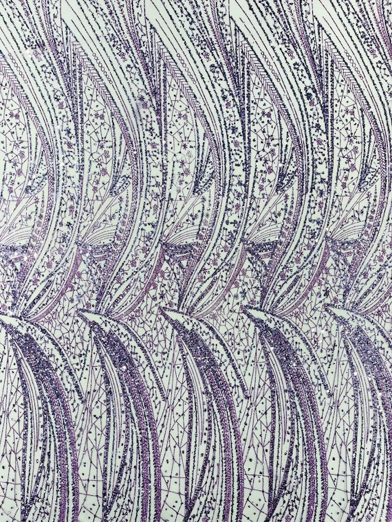 Lilac Geometric Fashion Glitter Design On A Mesh Lace Fabric| 58" Wide| Prom Dresses.