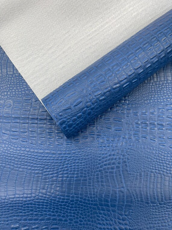 Royal Blue Crocodile Marine Vinyl 2 tone Upholstery, Crocodile Skin Texture Faux Leather PVC Vinyl, 54" Wide.