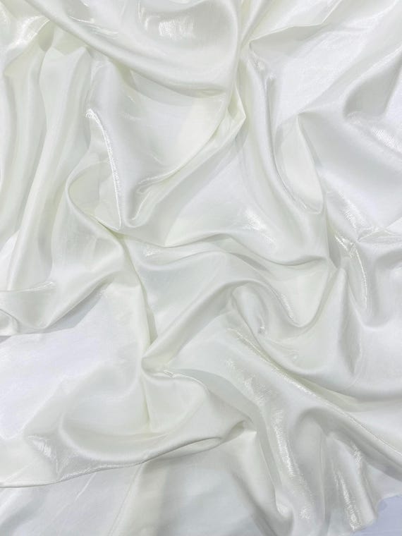 Ivory  Iridescent Liquid Dupioni Fabric 58" Wide| Costume, Dressmaking, Flowing Lightweight Material