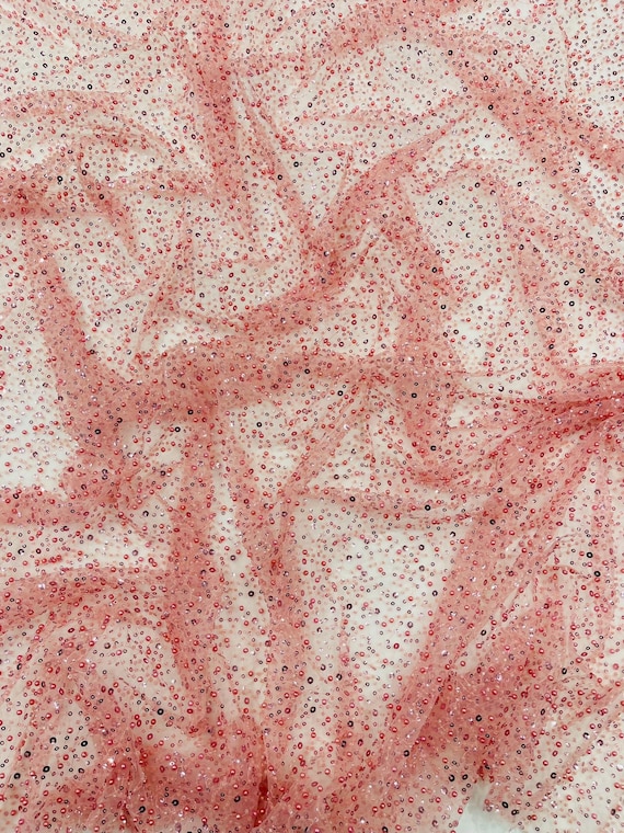 Dusty Rose All Over Luxury Beaded Mesh with Pearls, Sequins for Wedding Dresses, Prom Gowns