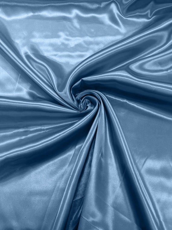 Coppen Blue Shiny Charmeuse Satin Fabric for Wedding Dress/Crafts Costumes/58” Wide /Silky Satin