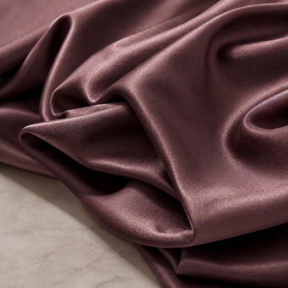 Dusty Plum Stretch Satin Fabric, Heavy Shiny Polyester Spandex, 58-Inch Wide Prom Material