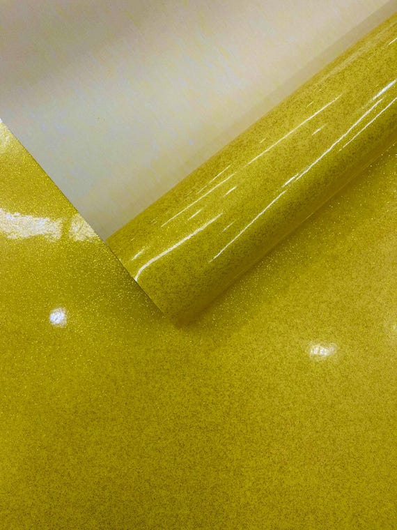 Yellow Sparkle Glitter Upholstery Vinyl Fabric / Crafting Apparel Upholstery Vinyl Fabric 54" Wide.