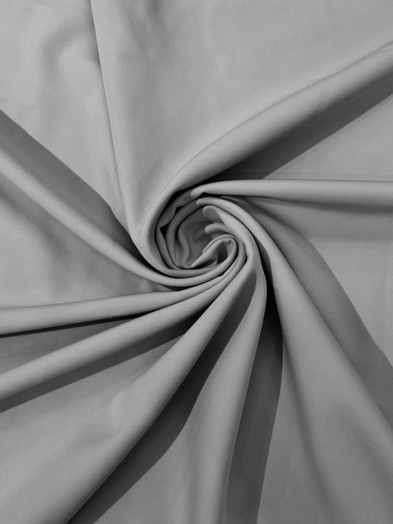 Silver Dull 4 Way Stretch Crepe Fabric/Medium Crepe-Bridal Fabric/Apparel Fabric/Polyester Crepe-Spandex