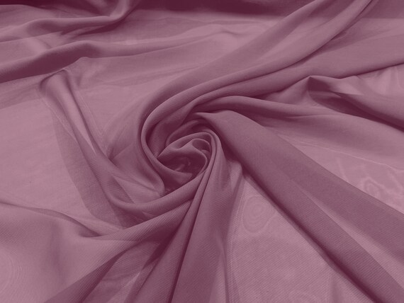 Mauve 100% Polyester 58/60" Wide Soft Light Weight, Sheer, See Through Chiffon Fabric Sold By The Yard.