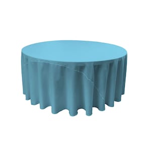 Tiff Blue Solid Round Polyester Poplin Tablecloth With Seamless.