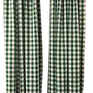 White & Hunter Green Checkered Country Plaid Gingham Checkered Backdrop Drapes Curtains Panels, 1 Pair.