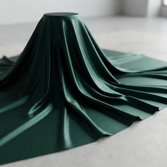 Dark Hunter Green Stretch Satin Fabric, Heavy Shiny Polyester Spandex, 58-Inch Wide Prom Material