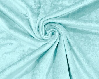 Tejido de piel sintética de felpa suave y lisa de color azul hielo Minky, de poliéster. Se vende cortado a medida.