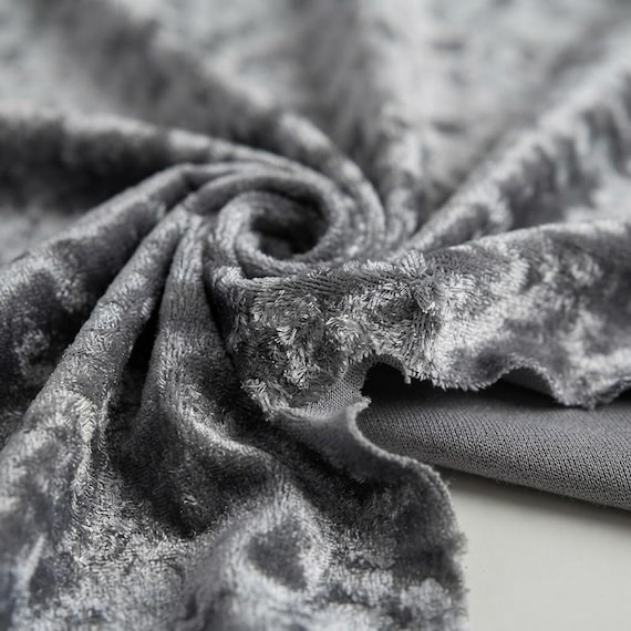 Gray 59/60" Wide Crushed Stretch Panne Velvet Velour Fabric Sold By The Yard.