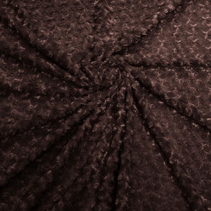 Brown 58&quot; Wide Minky Swirl Rose Blossom Ball Rosebud Plush Fur Fabric Polyester-Sold by Yard.