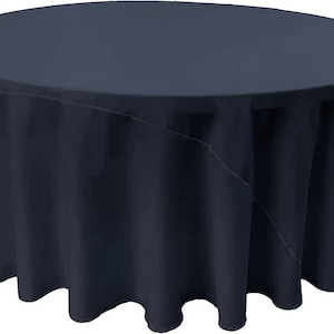 Round Polyester Poplin Tablecloth - Navy Blue - Choose Size Below