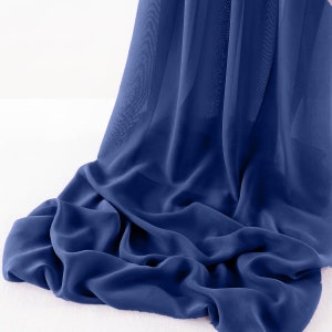 Dark Royal Blue Chelsea Wool Dobby Chiffon Fabric/58&quot; Wide Sheer Fabric/Solid Color Draping Fabric for Wedding Party Easter Backdrop.