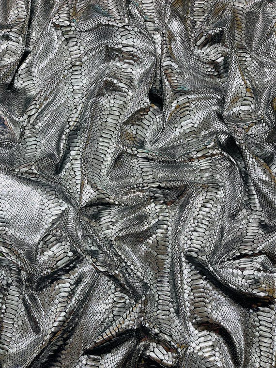 Black Illusion Foil Mamba Snake Design Stretch Velvet Fabric 58" Wide| Costume.