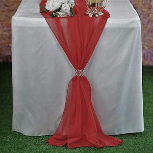 Cranberry Chiffon Table Runner Extra Long, Wedding Runners, Holiday Table Runners, Long Table Runners.