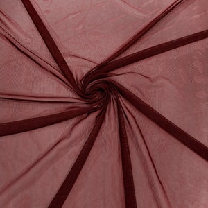 Burgundy 58/60&quot; Wide Solid Stretch Power Mesh Fabric Spandex/ Sheer See-Though/Sold By The Yard.