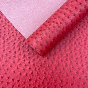 Red Classic Ostrich Upholstery Vinyl Fabric / Faux Leather Accessories Crafting Apparel Upholstery Vinyl Fabric 54&quot; Wide.