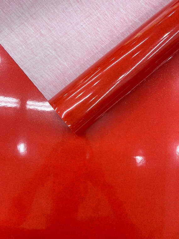 Candy Red Sparkle Glitter Upholstery Vinyl Fabric / Crafting Apparel Upholstery Vinyl Fabric 54" Wide.