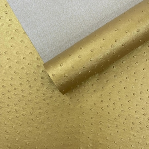Metallic Gold Classic Ostrich Upholstery Vinyl Fabric / Faux Leather Accessories Crafting Apparel Upholstery Vinyl Fabric 54&quot; Wide.